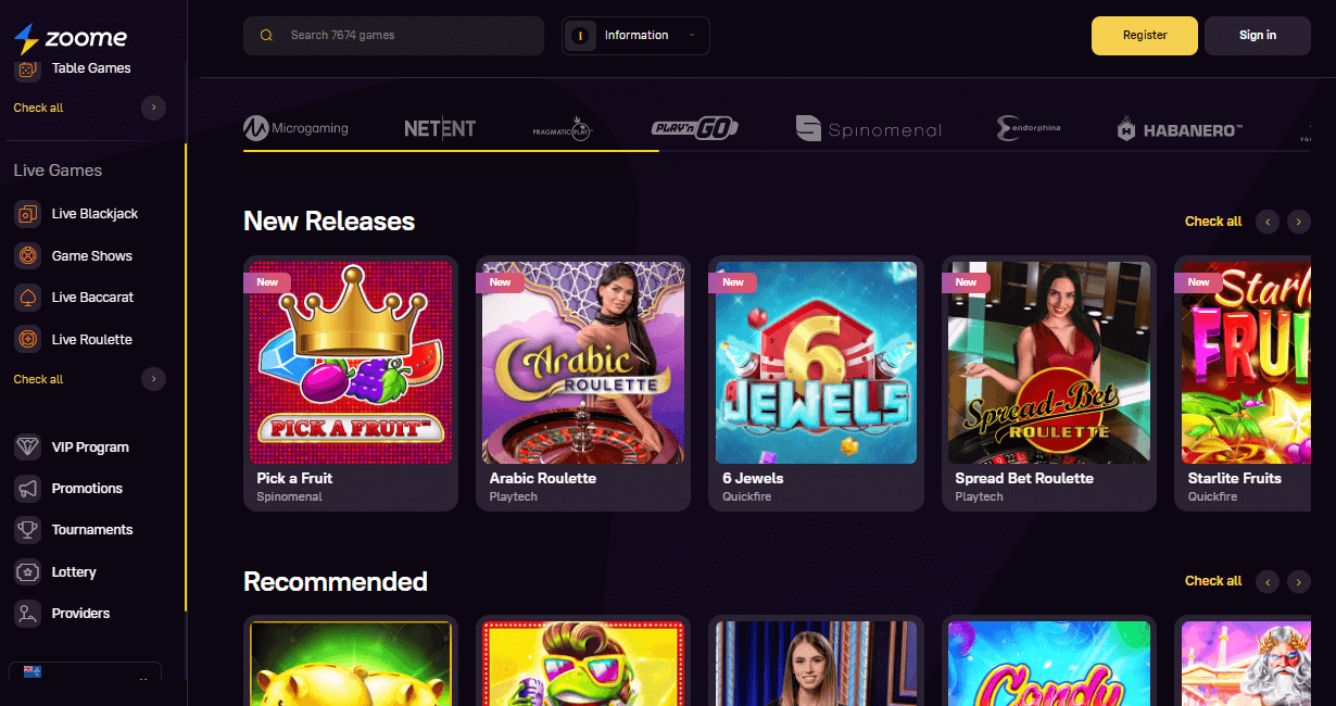 Zoome Casino Games