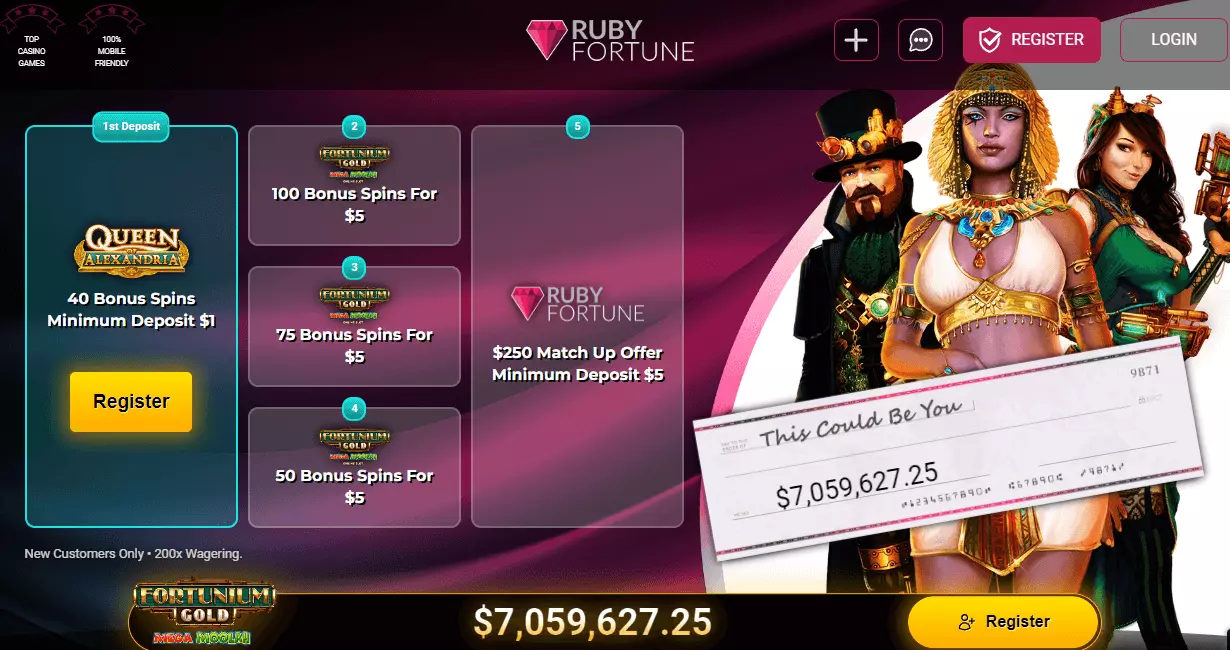 ruby fortune 1 deposit bonus