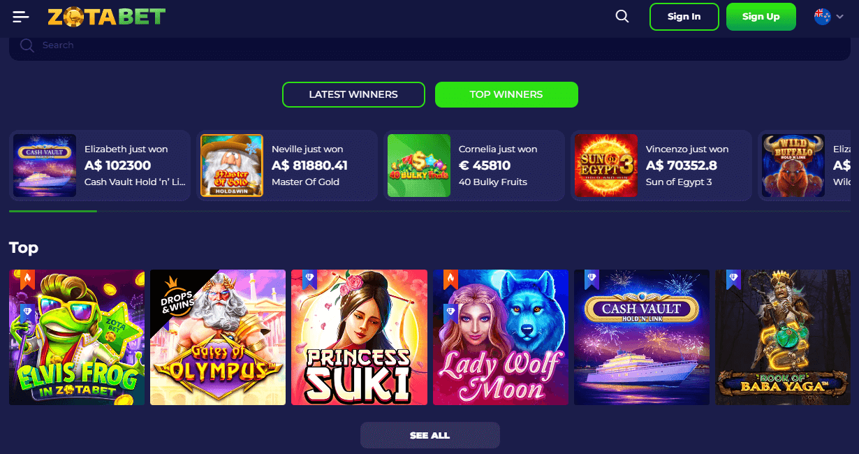 Zotabet Casino Games